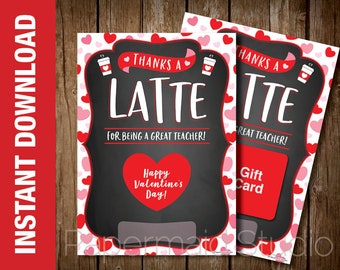 PRINTABLE Teacher Valentine's Day Coffee Gift Card Holder - Bus Driver Valentine - Valentine Card for Teacher - Coffee Valentines Card