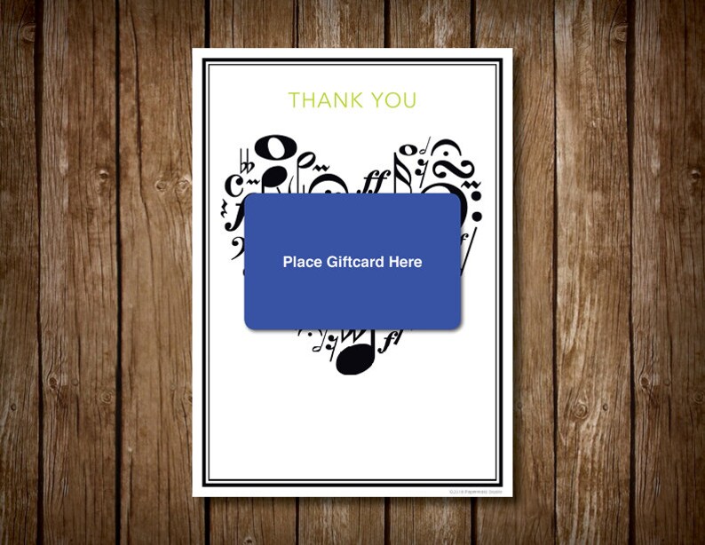 PRINTABLE Music Teacher Thank You Card -- Printable Music Teacher Gift ...