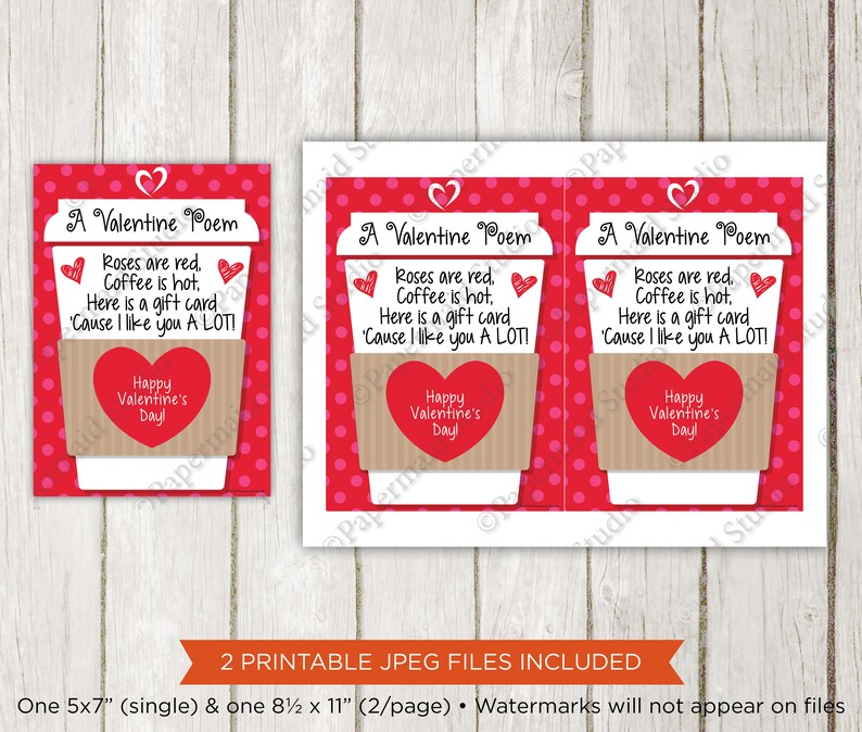 Teacher Coffee Valentine Card - Teacher Valentine Gift Card Holder ...