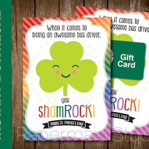 PRINTABLE Bus Driver St. Patrick's Day Card - Carta di St. Patty's Day per Bus Driver - Bus Driver, You ShamROCK!
