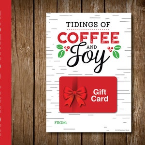 IMPRIMIBLE Tarjeta de Navidad temática de café - Tarjeta de vacaciones de café - Titular de la tarjeta de regalo de café - Tidings of Coffee and Joy
