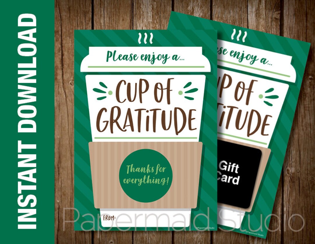 Thanks a Latte Coffee Gift Card Holder Printable Boss's - Etsy