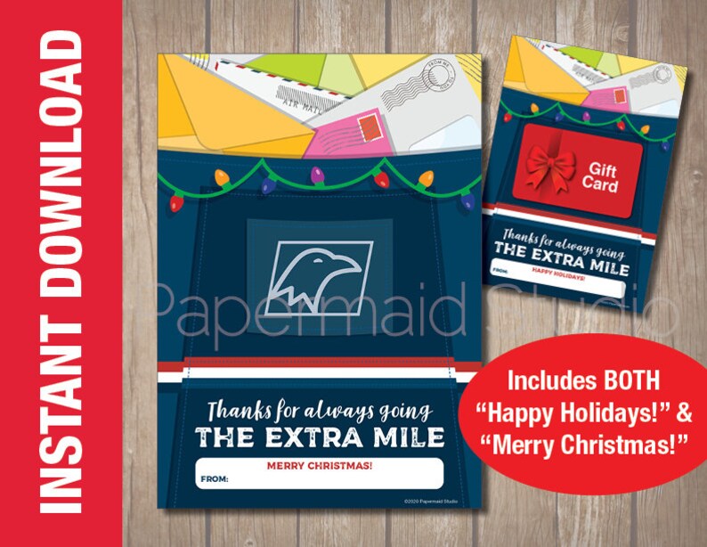 PRINTABLE Mailman Thank You Christmas Card Letter Carrier - Etsy