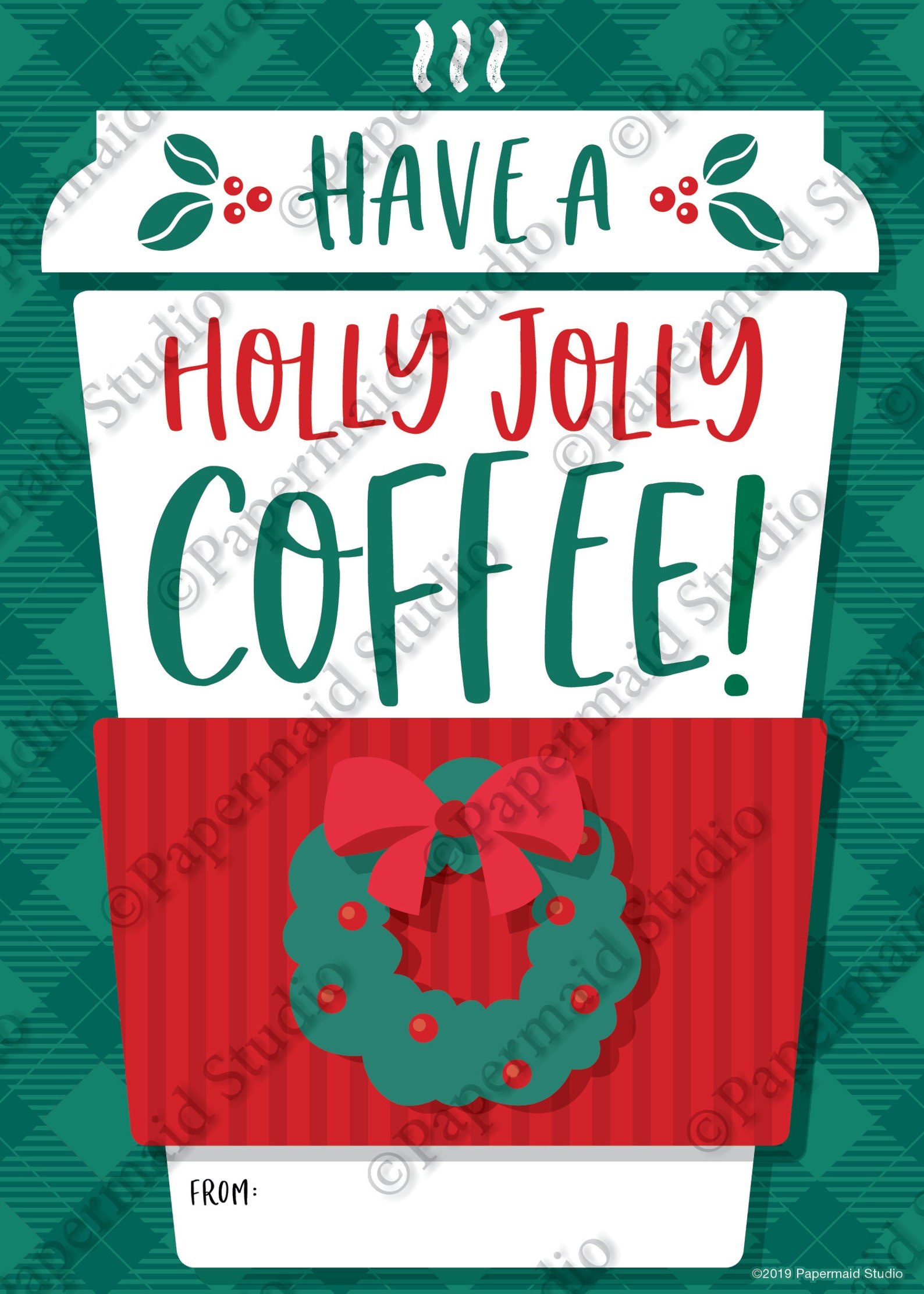 PRINTABLE Christmas Coffee Gift Card Holder Teacher Etsy