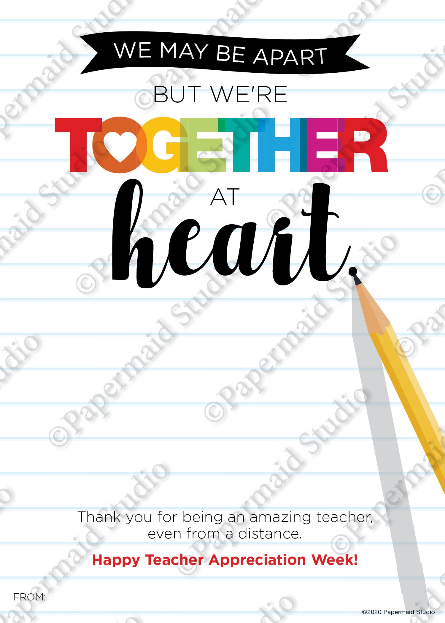 PRINTABLE Teacher Appreciation Week Card Virtual Teacher - Etsy