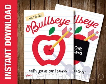 PRINTABLE Teacher Thank You Card - Teacher Appreciation Card from Group - Target Arrow Bullseye Card - End of Year Teacher Card - Educator