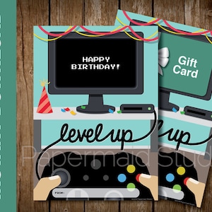 PRINTABLE Video Game Gift Card Holder - Video Gamer Birthday Card - Video Game Computer Gamer Gift - Online Console Screen