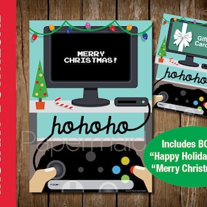 DRUCKBARE Videospiel-Geschenkkartenhalter Weihnachtskarte - Weihnachtsgeschenkkartenhalter - Game On Videospiel-Geschenkkartenhalter