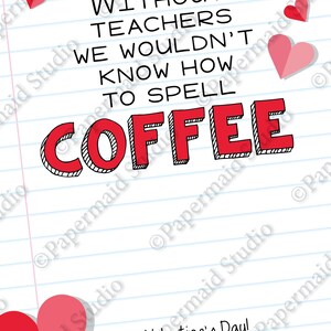PRINTABLE Teacher Coffee Valentine Card Bus Driver Valentine - Etsy