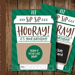 PRINTABLE Birthday Coffee Gift Card Holder - PRINTABLE Coffee Birthday Card - Teacher Birthday Card - Boss Birthday Card - Employee Card