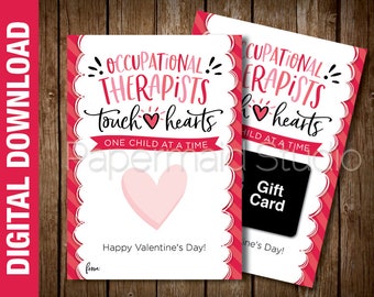 PRINTABLE Occupational Therapist Valentine Card - OT Valentine's Day Card - Occupational Therapist Teacher Valentines Gift Card Holder