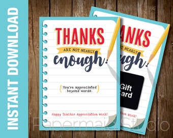 Teacher Appreciation Gift - Teacher Appreciation Week Card - Teacher Thank You Card - Teacher Thank You Gift Card Holder - PTO PTA Staff