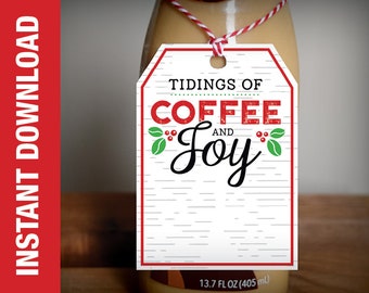 PRINTABLE Coffee Gift Tag -- Teacher Christmas Gift Coffee Gift Tag  --  Teacher Holiday Coffee Gift Tag --  Tidings of Coffee & Joy