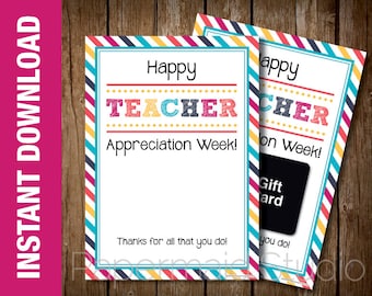 Teacher Appreciation Gift Card Holder Printable - Teacher Appreciation Week Card - Printable Teacher Thank You - Teacher Gift Card Holder