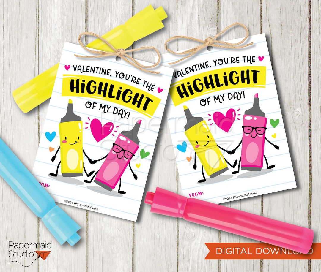 Valentine Highlighter Tags - Printable Highlighter Valentines Tag ...