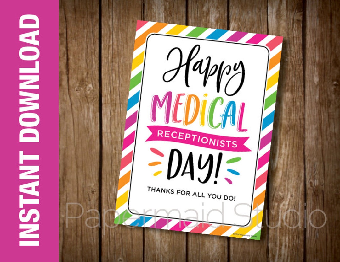 PRINTABLE Medical Receptionists Day Thank You Card National