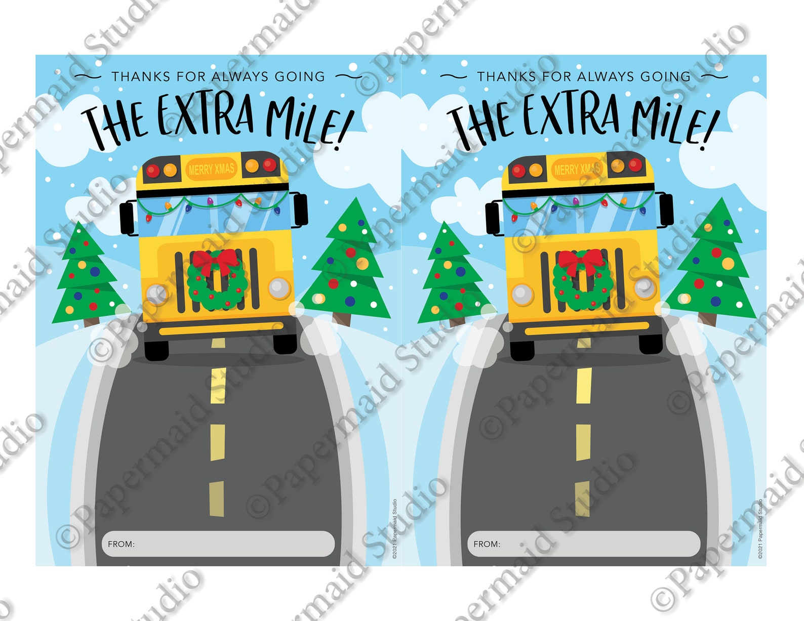 PRINTABLE Bus Driver Christmas Card Thank You Printable Bus - Etsy