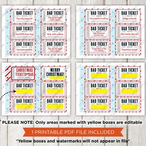 Dad Christmas Coupons Printable - Dad Christmas Gift - Customizable DIY Dad gift - Father Christmas Gift - Fathers Day Coupons Printable image 2