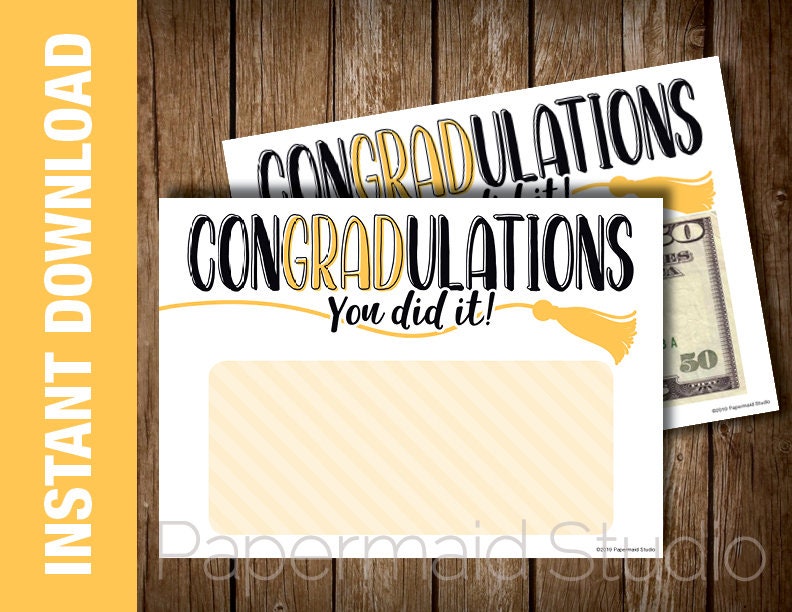 graduation money holder card printable graduation card etsy