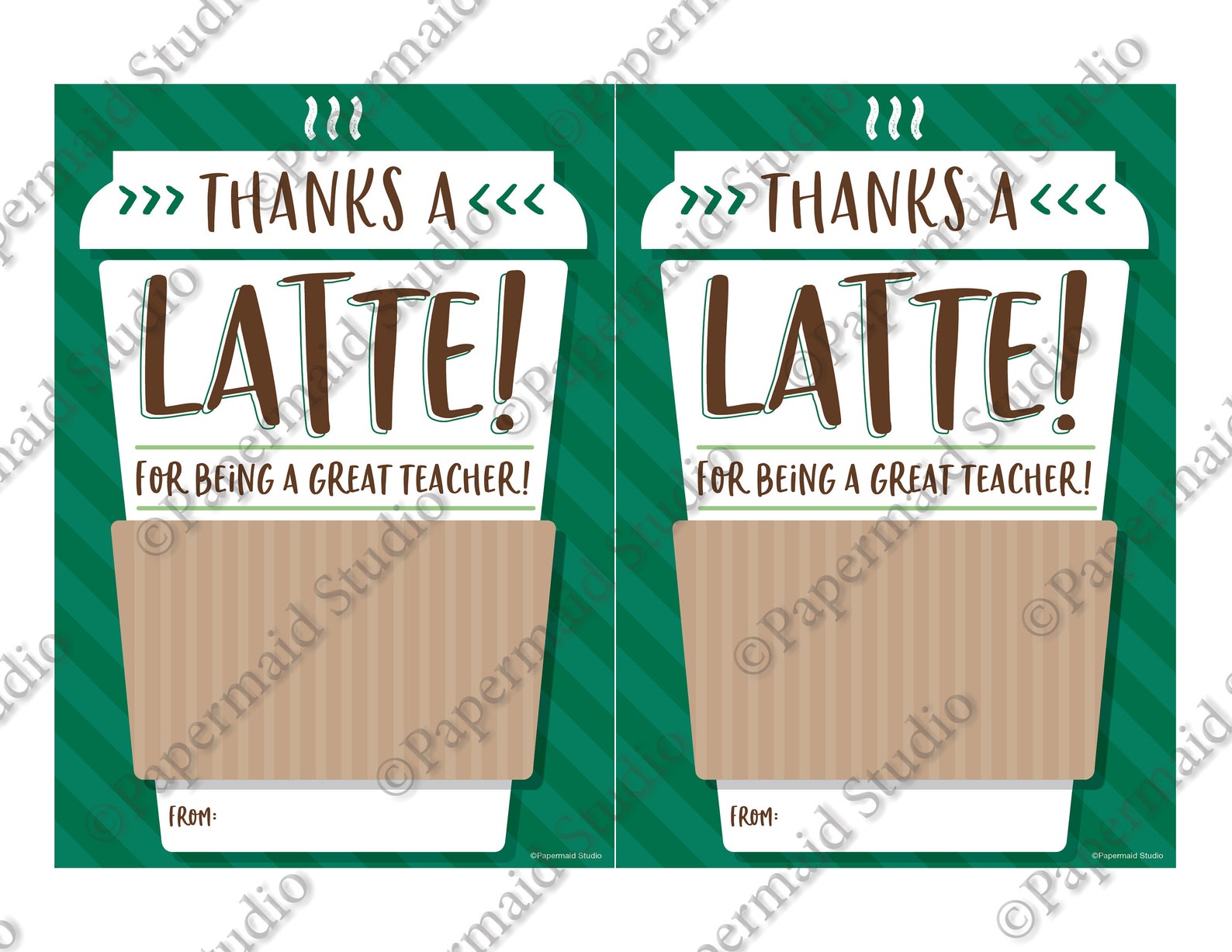 PRINTABLE Teacher Coffee Gift Card Holder Thanks a Latte | Etsy