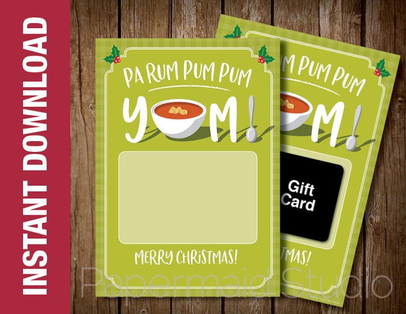 PRINTABLE Christmas Restaurant Gift Card Holder Bakery Gift Etsy
