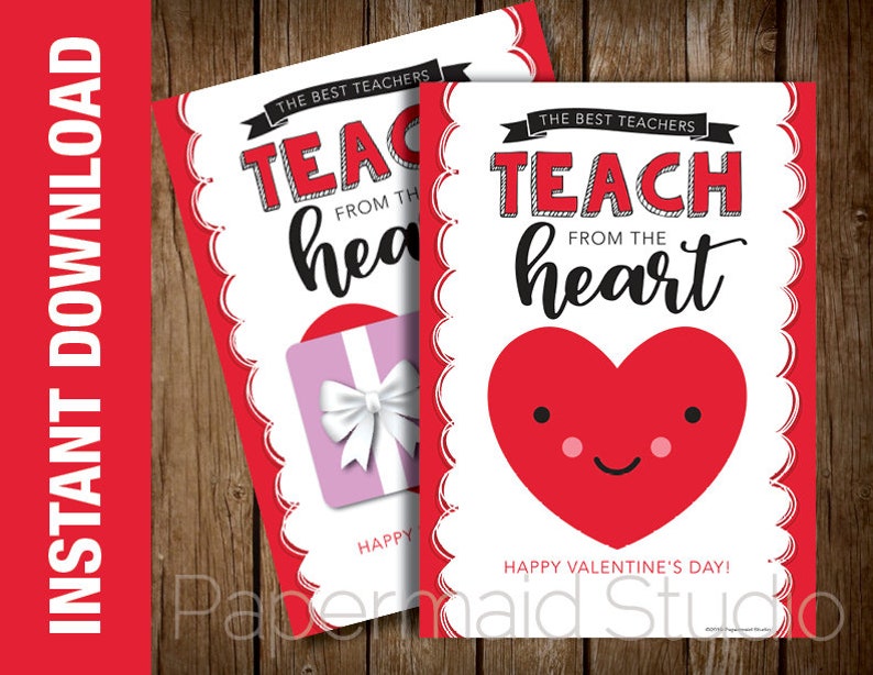 PRINTABLE Teacher Valentine Card Valentine's Day gift Etsy