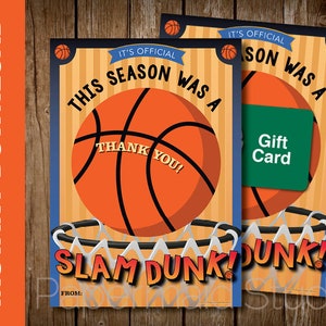 PRINTABLE Basketball Coach Thank You Card - Gift Card Holder - Sports Coach Thank you Card--Merci pour la belle saison