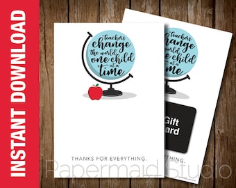 PRINTABLE Teacher Thank You Card - Teacher Appreciation Card - End of Year Teacher Card - Educator Thank You - Therapist Thank You