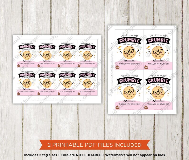 Teacher Appreciation Gift Printable Cookie Tags Teacher - Etsy