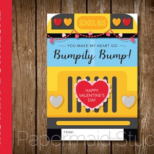 PRINTABLE Bus Driver Valentine Card - Printable School Bus Valentine for Bus Driver Gift Card Holder -- Valentine&#39;s Day Bus Driver Card -