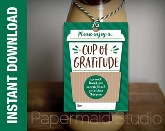 PRINTABLE Teacher Coffee Gift Tag - Last Day of School Teacher Tag - Teacher Thank You Coffee Tag - PTO PTA Staff End of Year Appreciation
