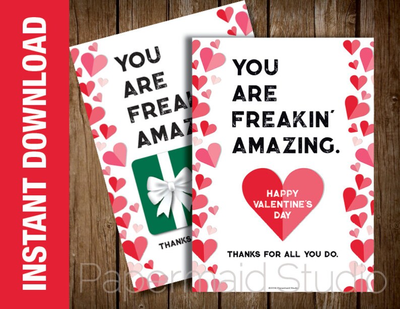 PRINTABLE Valentine Card Valentine's Day Card Boss Etsy
