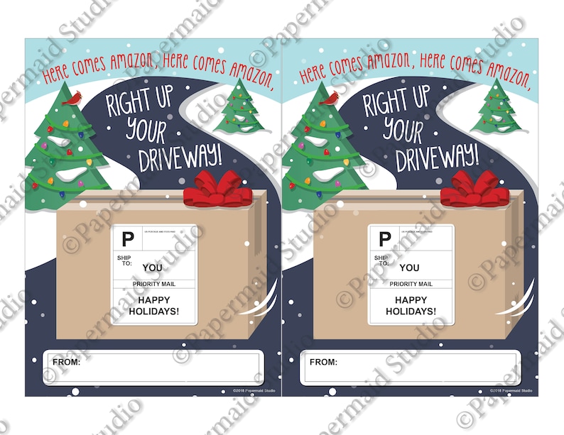 PRINTABLE Amazon Christmas Gift Card Holder Teacher Gift Etsy