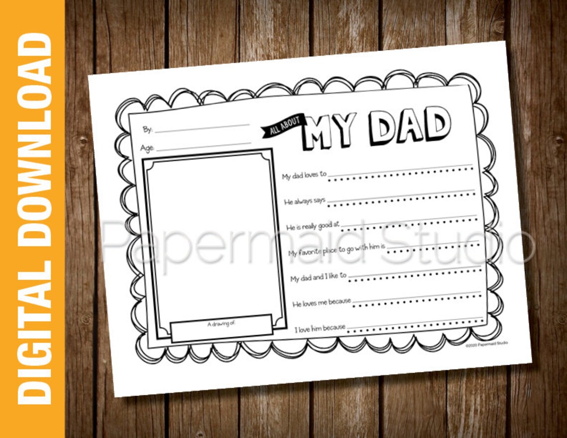 PRINTABLE All About My Dad Fill In the Blank Gift Funny | Etsy