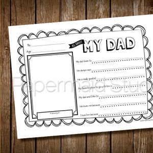 PRINTABLE All About My Dad Fill in the Blank Gift - Funny Father's Day ...
