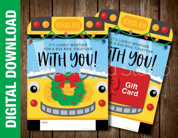 PRINTABLE Bus Driver Christmas Card Thank You Printable Bus - Etsy