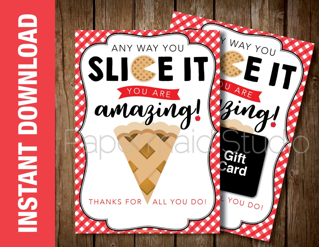 PRINTABLE Teacher Apple Pie Gift Card Holder Teacher Thank Etsy