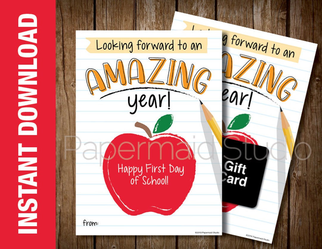PRINTABLE Back to School Teacher Card - First Day of School Gift Card ...