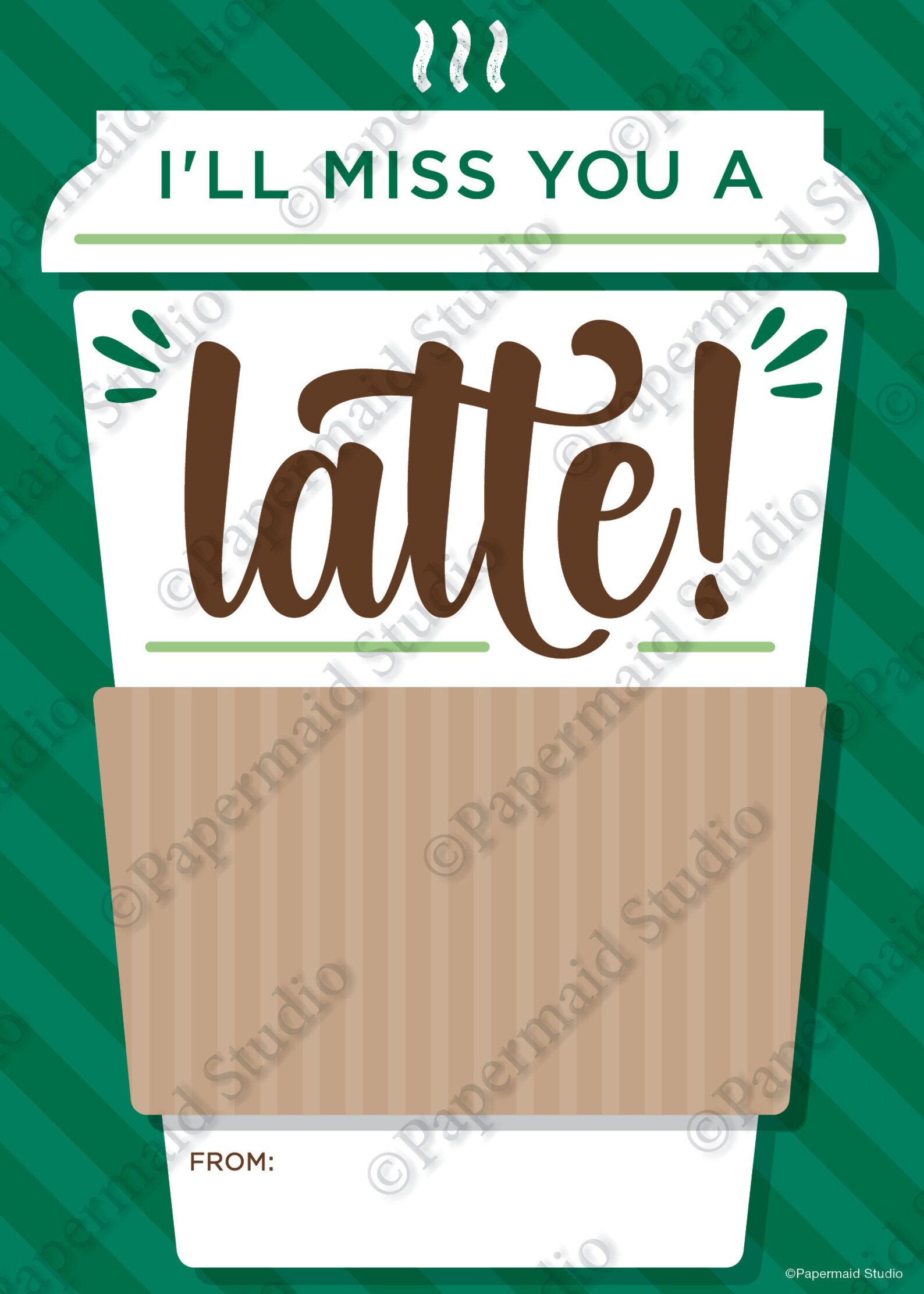 PRINTABLE I'll Miss You a Latte Coffee Gift Card Holder | Etsy