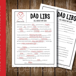 DRUCKBARE All About My Dad Fill In the Blank Geschenk - Lustiges Vatertagsgeschenk - "All About My Dad" - Vatertagsfragebogen