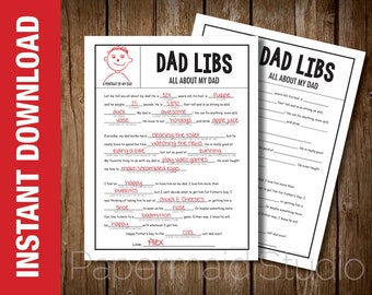 PRINTABLE All About My Dad Fill In the Blank Gift - Funny Father&#39;s Day Gift - &quot;All About My Dad&quot; - Father&#39;s Day Questionnaire
