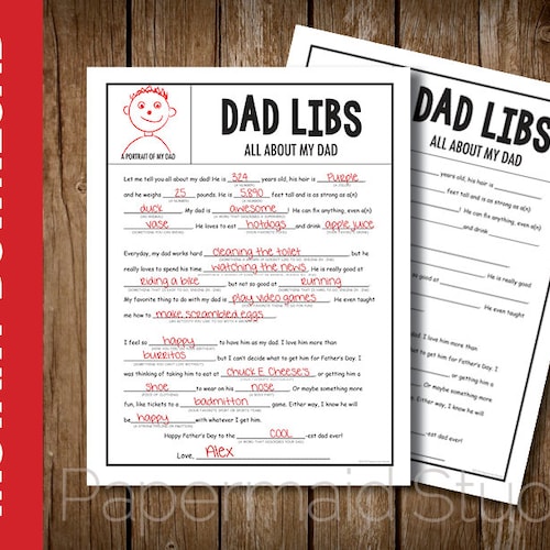PRINTABLE All About My Dad Fill in the Blank Gift Funny - Etsy
