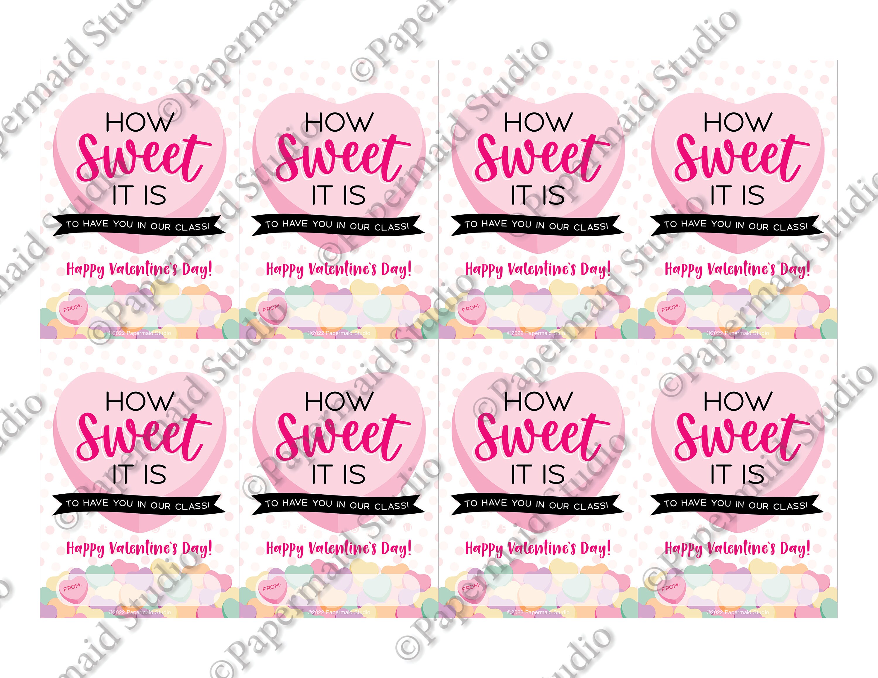 PRINTABLE Valentine's Day Candy Hearts Gift Tag From Teacher - Class ...