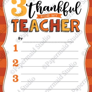 PRINTABLE Teacher Thanksgiving Card - School Teacher Fill-in-the-blank ...
