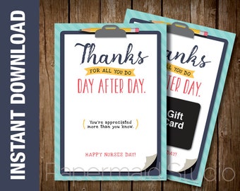 Nurses Day Thank You Gift Card Holder Printable - Nurse Thank You Card - Nurse Appreciation Card - Nurse Gift Card Holder - Nurses week