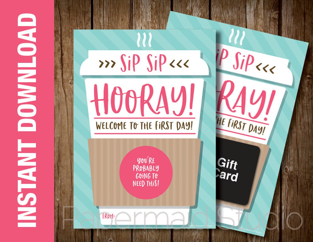 PRINTABLE Back to School Coffee Teacher Gift Card Holder First Day of ...