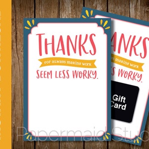 Employee Thank You Card - Administrative Professionals Day Card - Boss&#39;s Day card - Staff Appreciation Card - Coworker Gift Card Holder