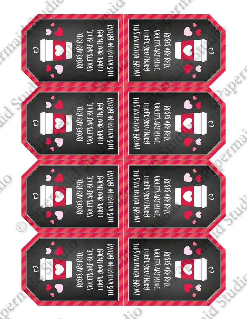 PRINTABLE Valentine Coffee Gift Tag - Valentine's Day Teacher Gift Tag ...