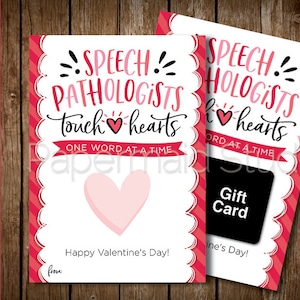 AFDRUKBARE Logopedist Valentine Card - Logopedist Valentijnskaart - SLP Speech Teacher Valentines Gift Card Holder
