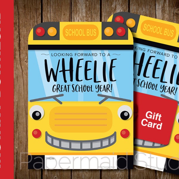 PRINTABLE Bus Driver Thank You Card - Back to School Bus Driver Gift Card Holder - Bus Driver Appreciation - School Bus Card - Wheelie Great
